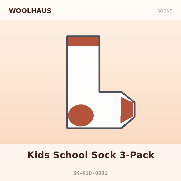Woolhaus Kids School Sock 3-Pack