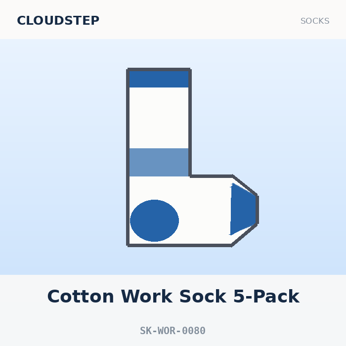 Cloudstep Cotton Work Sock 5-Pack